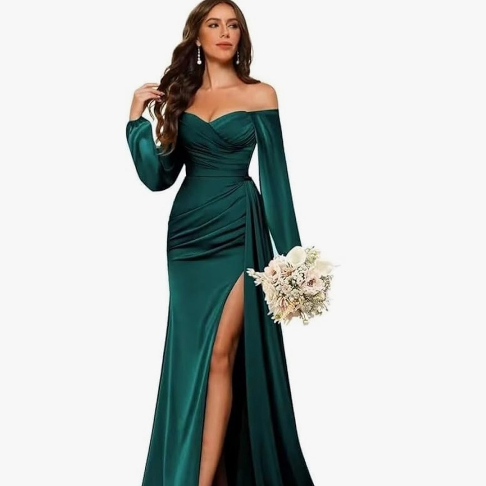 Elegant Off-Shoulder Green Dress